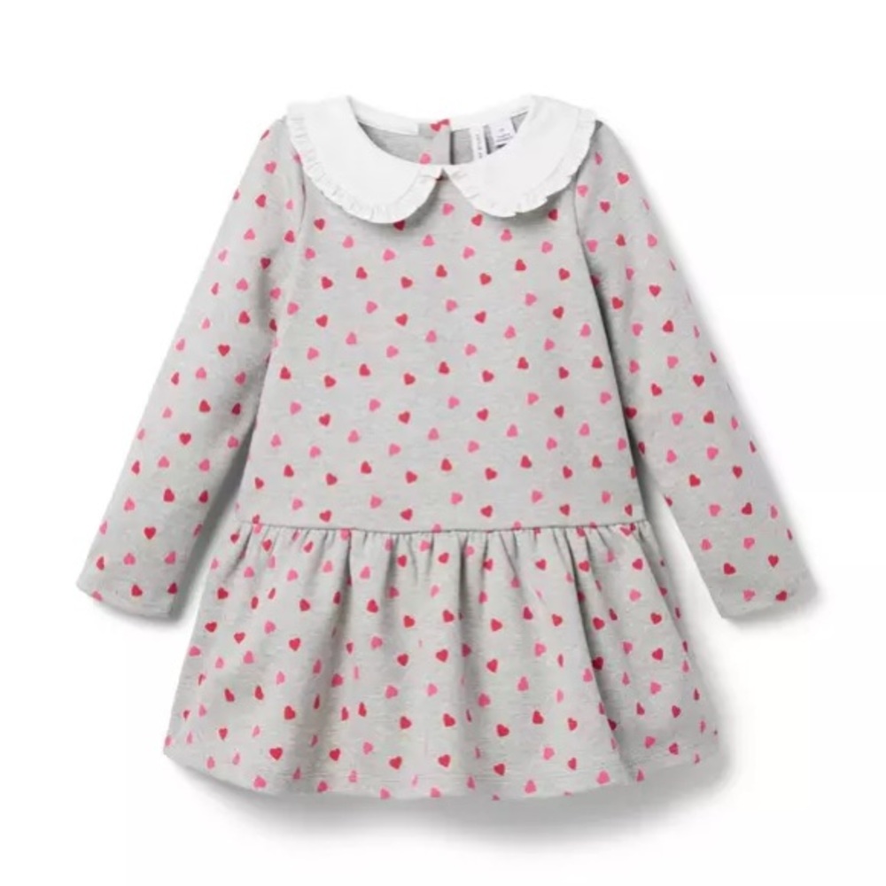 Janie and Jack Gray Dress with Pink Hearts